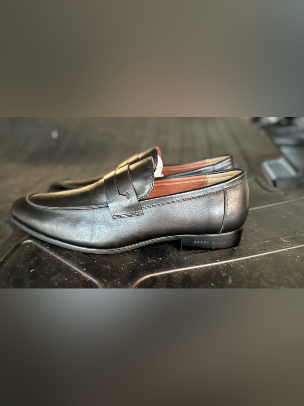 Perry Ellis Black Leather Penny Loafers